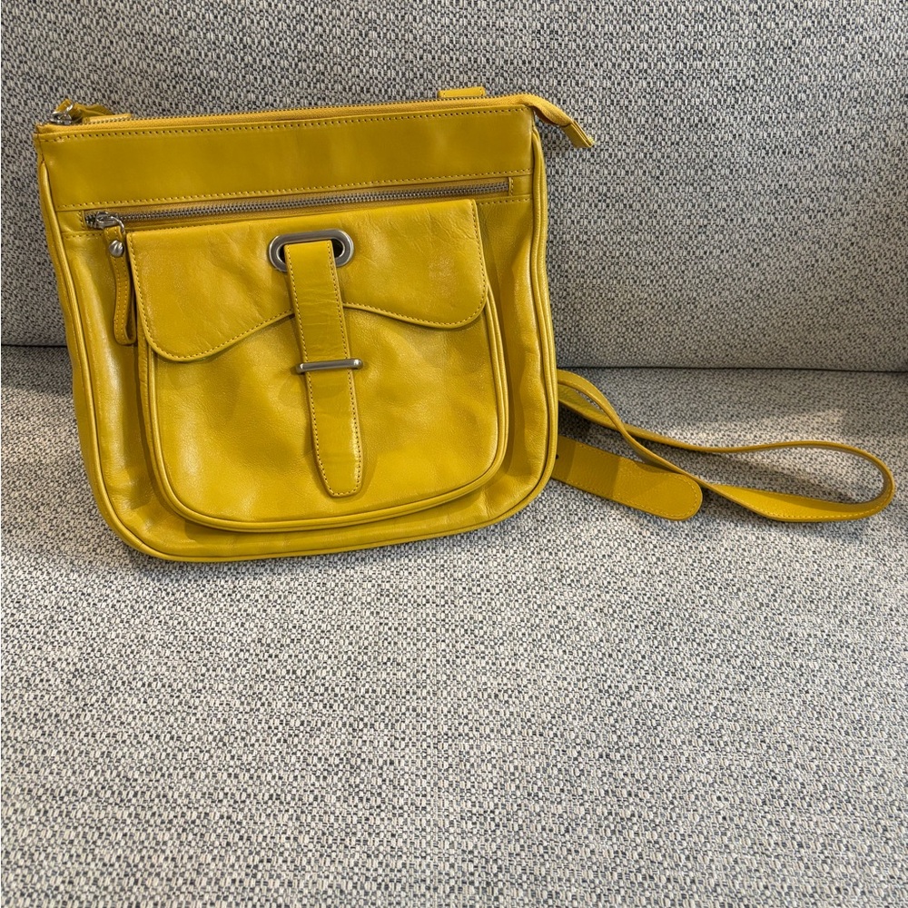 Danier Yellow Crossbody Bag with Sleek Design